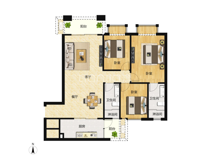 富雅都市华庭--建面 101m²