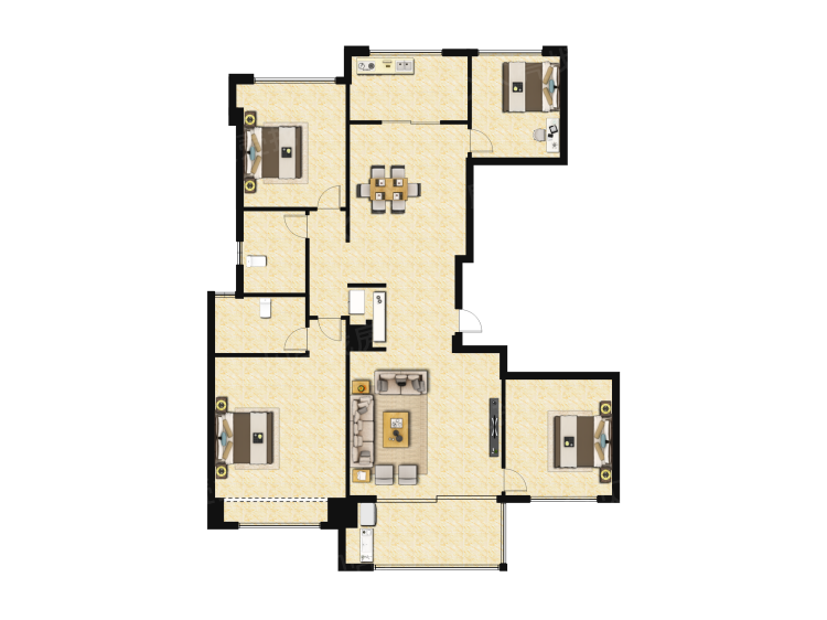 【建发玺樾_厦门建发玺樾楼盘】四居室户型图|4室2厅1厨2卫建面 131m
