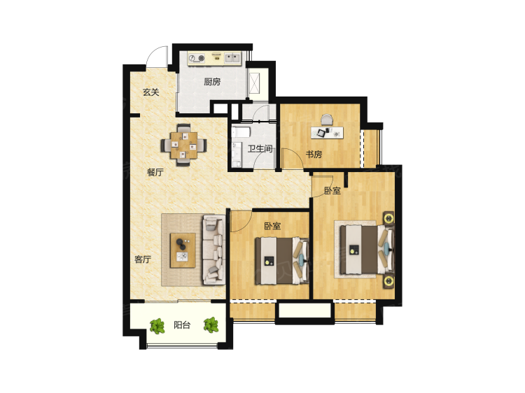 汇悦天地三期3室1厅1卫户型图