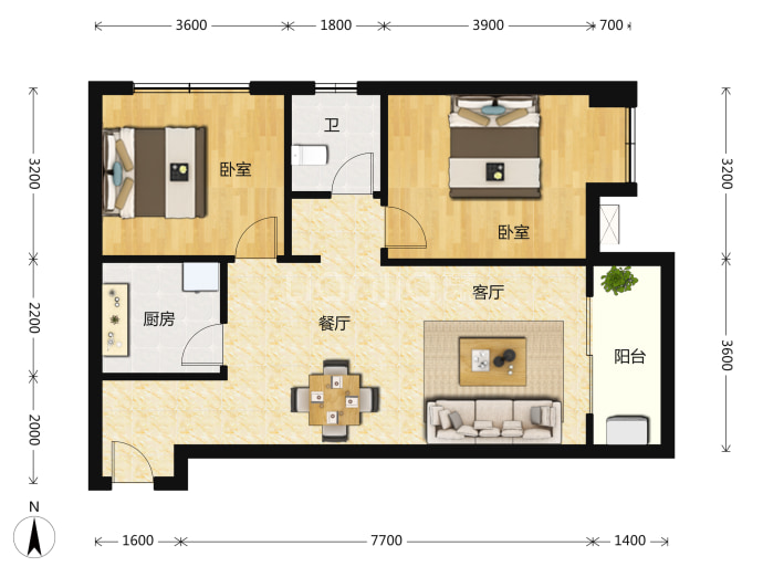 城投秀水青城--建面 83.7m²