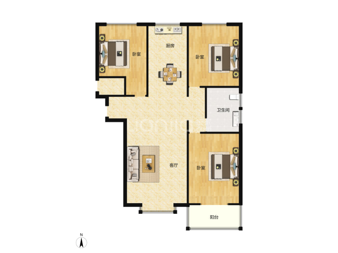 富达山庄--建面 129.57m²