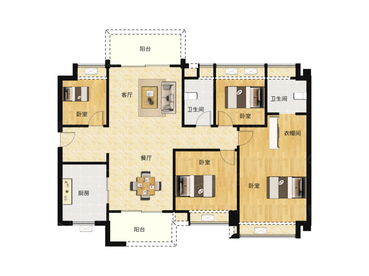 时代天韵4室2厅2卫户型图
