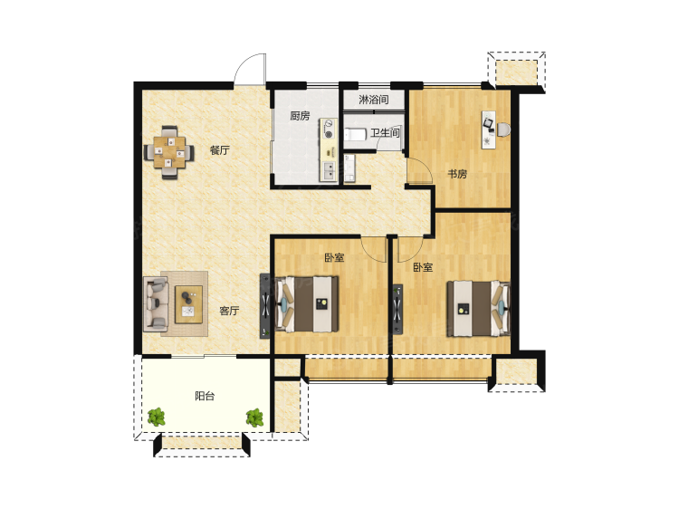 【华地森林语_合肥华地森林语楼盘】三居室户型图|3室2厅1厨1卫建面