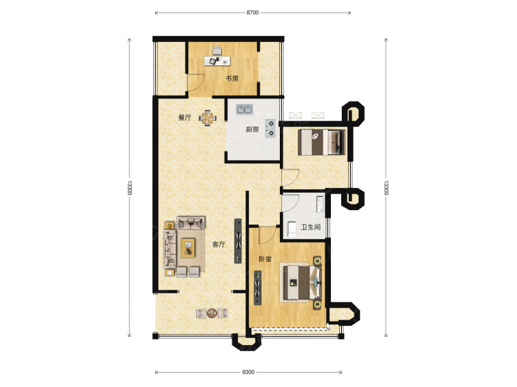 天峦湖二期3室2厅1卫户型图