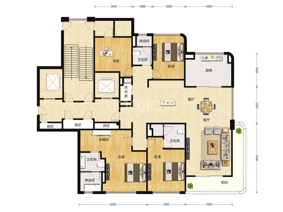【金隅中铁诺德都会森林_杭州金隅中铁诺德都会森林楼盘】四居室户型