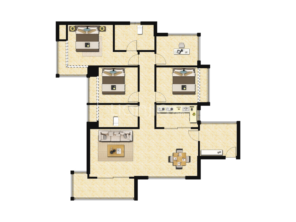 【华发江南府_广州华发江南府楼盘】四居室户型图|4室2厅1厨2卫建面