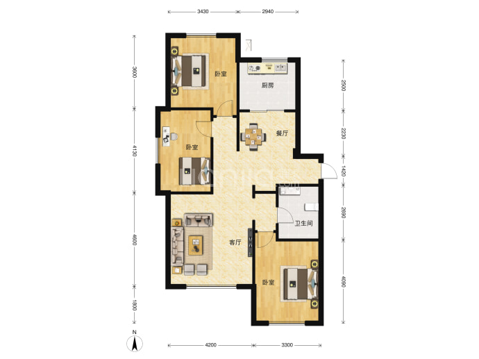 亿达云山府--建面 120m²