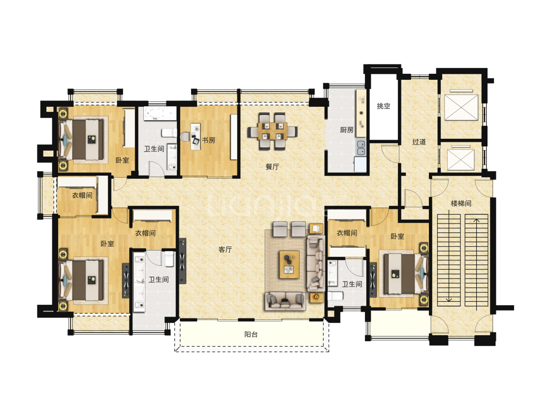 【中海·莞府_深圳中海·莞府楼盘】四居室户型图