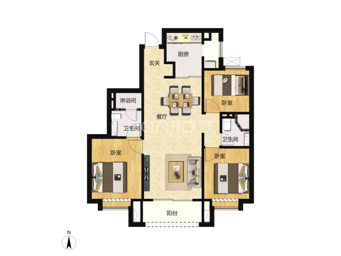 富力天禧城--建面 126.78m²