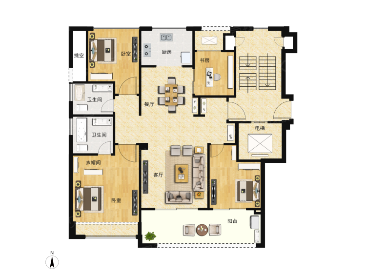 祥生云境4室2厅2卫户型图