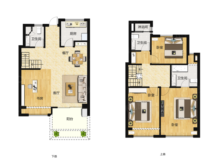 国瑞熙墅3室2厅3卫户型图