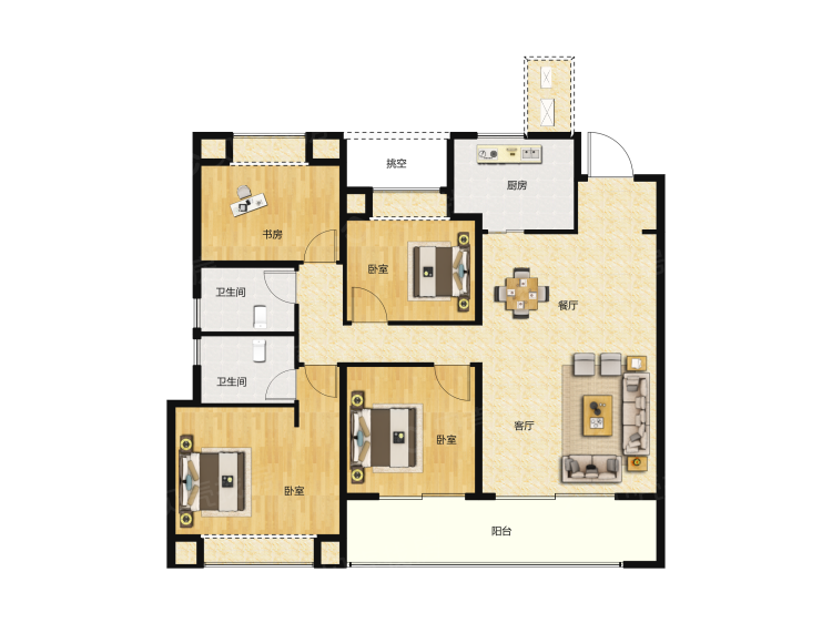 阳光城檀悦4室2厅2卫户型图