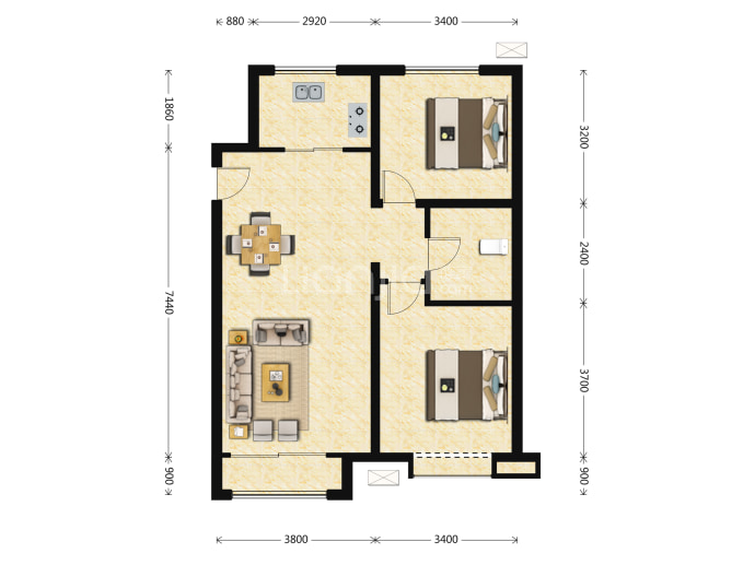 鸿坤理想湾--建面 83m²