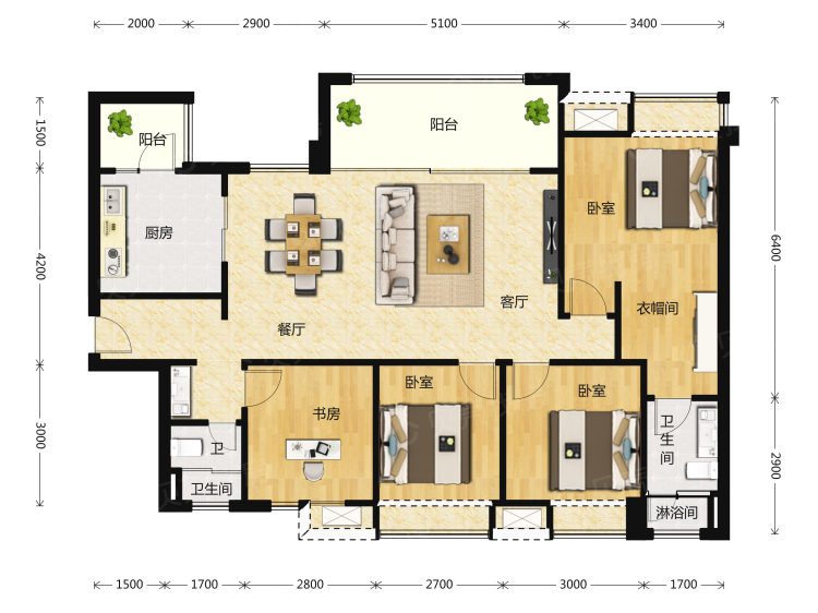 万科金域华府4室2厅2卫户型图