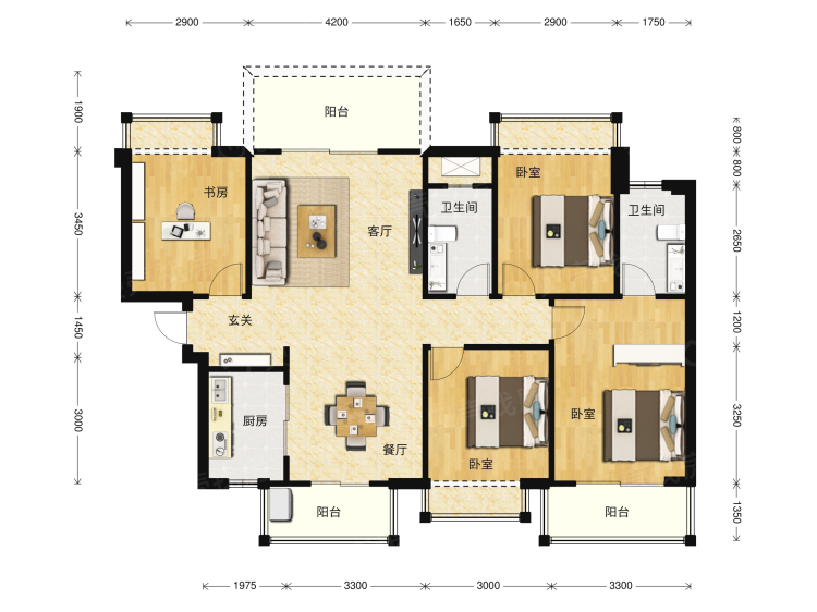 阳光城丽景湾4室2厅2卫户型图