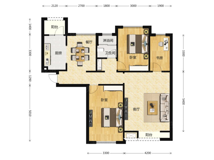 首开国风润城3室2厅1卫户型图