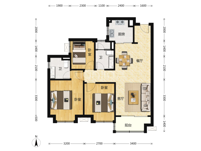 方直彩虹公馆--建面 89m²