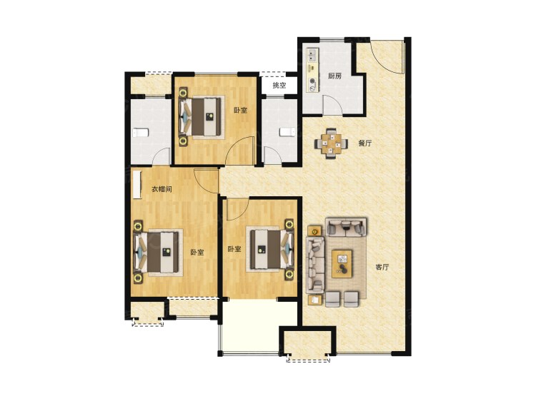 中骏雍景府3室2厅2卫户型图