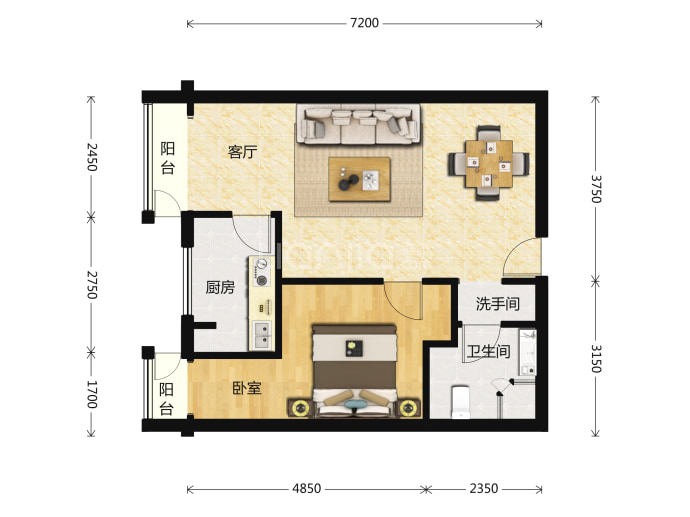 玺源台--建面 63.3m²