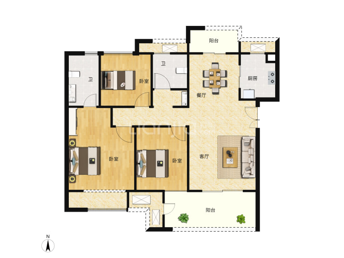 电建泷悦华庭--建面 129m²