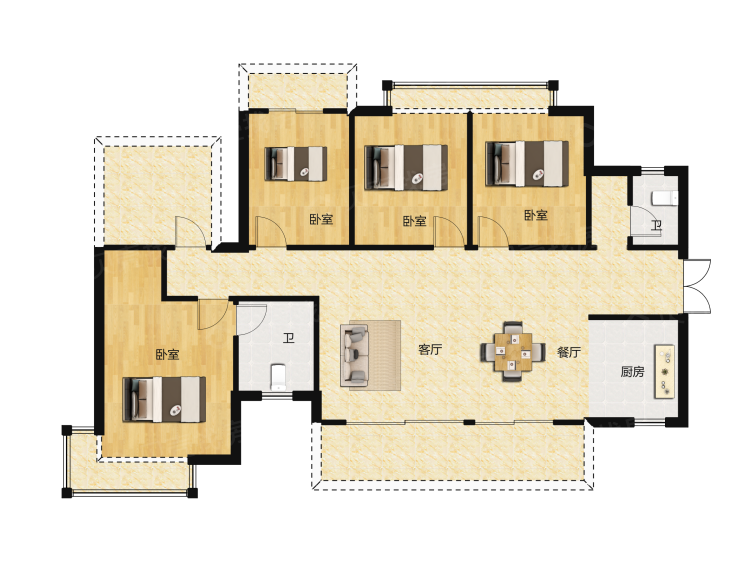 建工城5室2厅2卫户型图