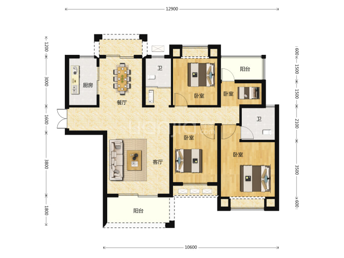 佳俊万家府--建面 128m²