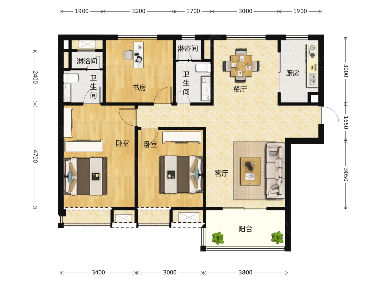 当代云谷3室2厅2卫户型图