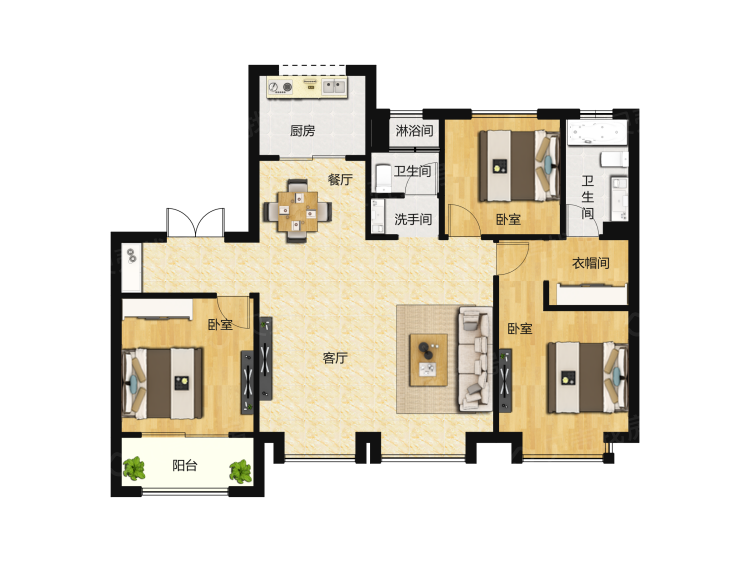 中建·悦东方3室2厅2卫户型图