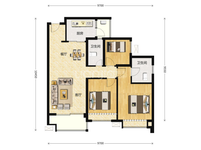 方直彩虹公馆--建面 98m²