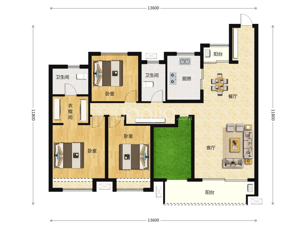 【中海阅麓山_吐鲁番中海阅麓山楼盘】零居室户型图|4室2厅1厨2卫建面