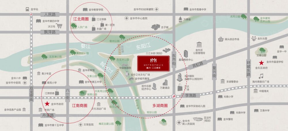 富力三江都荟商铺区位