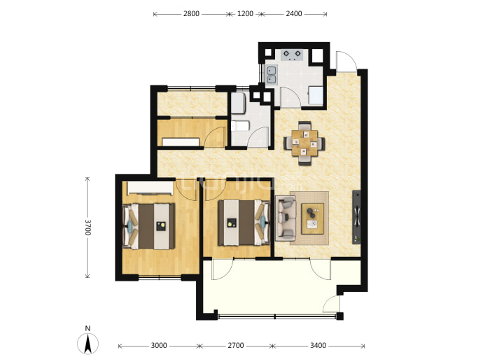 悦岛蓝湾--建面 88.11m²