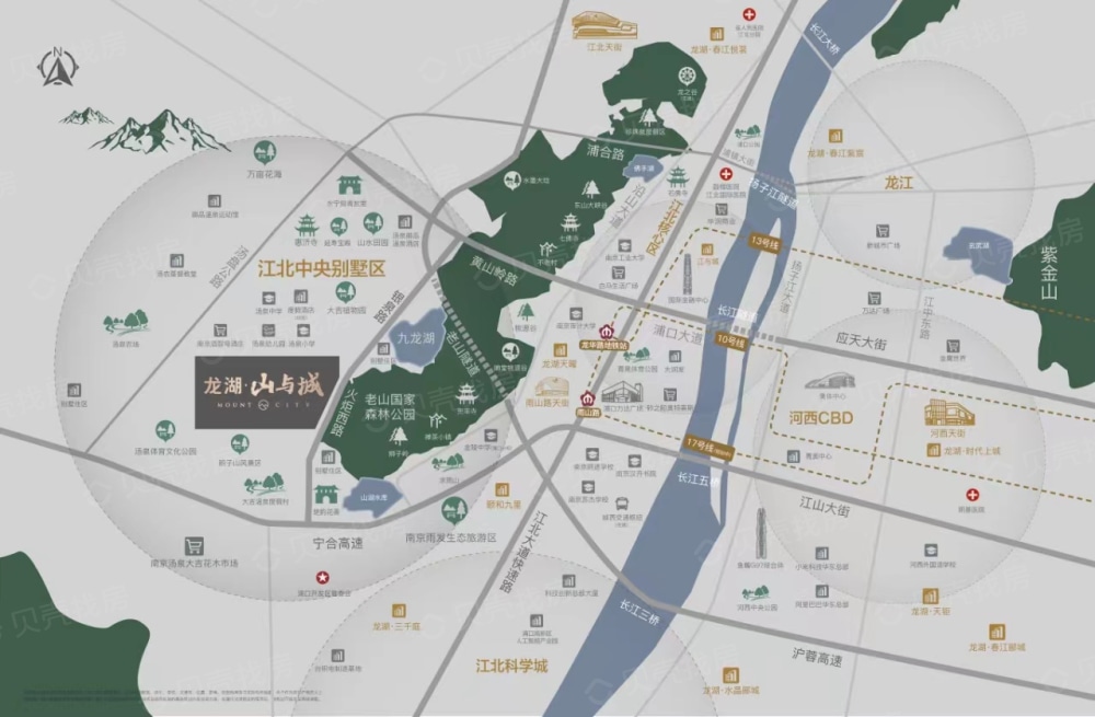 龙湖山与城区位
