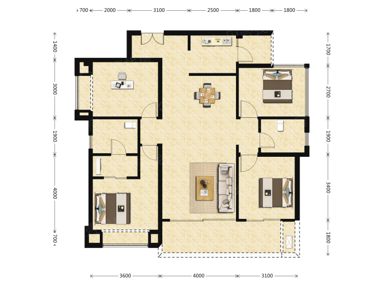 成都长虹天樾02四居室户型图大全-济南成都长虹天樾02四居室房型