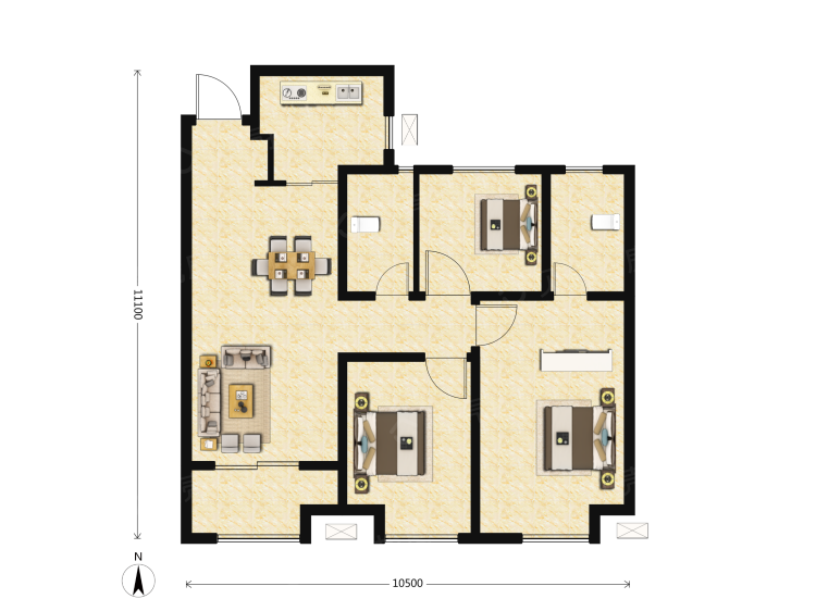 龙腾华府三居室户型图大全-北京龙腾华府三居室房型图-平面布置图