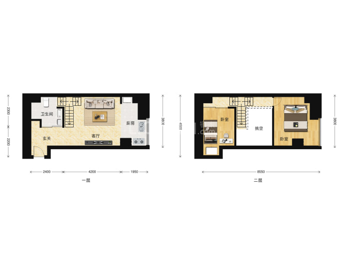 富兴时代公寓--建面 51.94m²