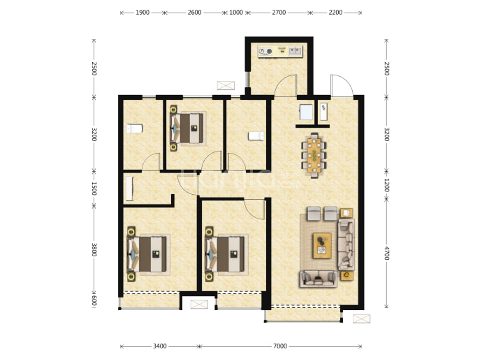 沈阳美的东堂--建面 124m²