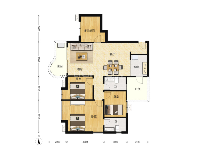 凯蓝滨江名门花园--建面 92.35m²