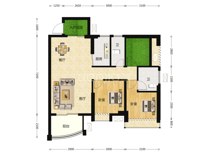 锦阳凯悦春天--建面 92m²