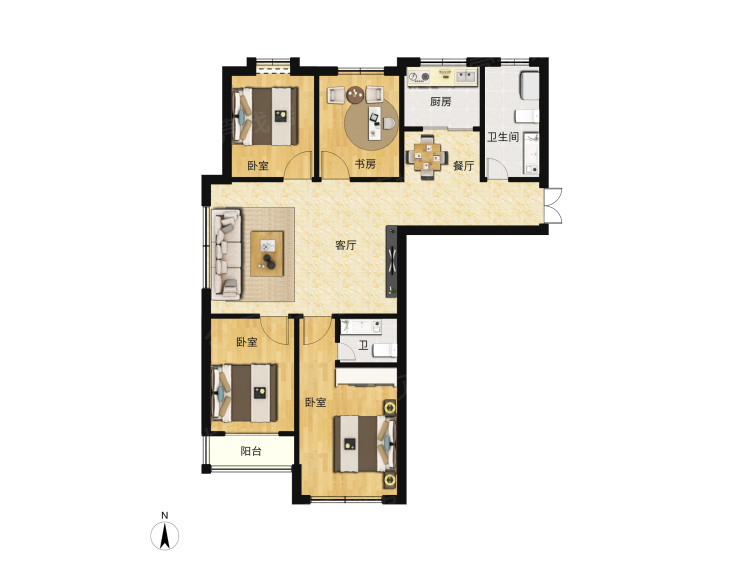 天成花苑4室2厅2卫户型图