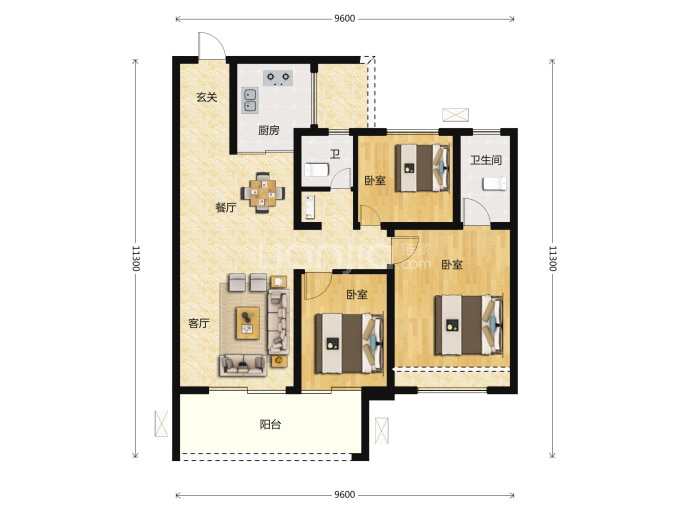 蓝光·雍锦阁--建面 107m²