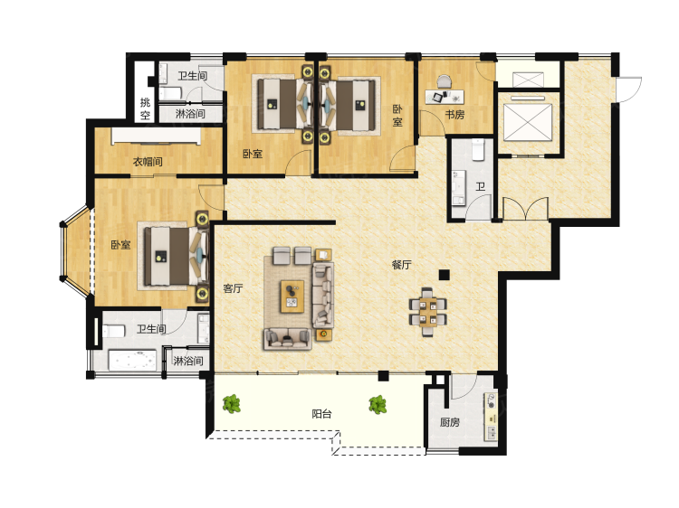 鲁能星城外滩5室2厅3卫户型图
