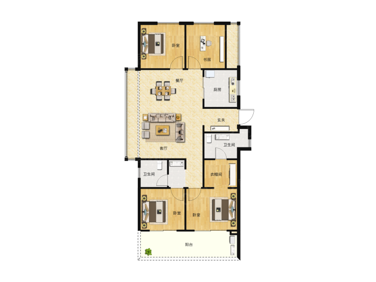 招商闻博花城4室2厅2卫户型图