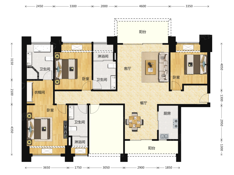 泰禾世茂佛山院子4室2厅2卫户型图