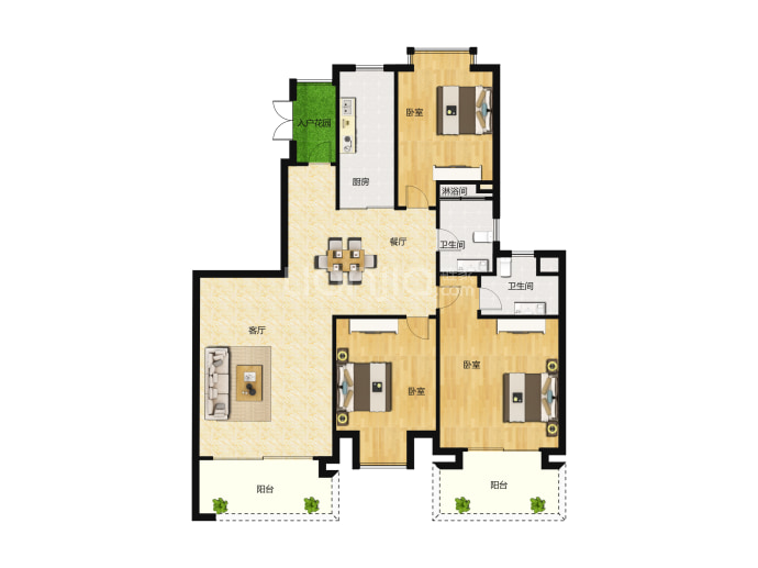 恒大翡翠公园--建面 124m²