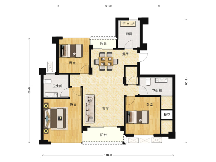 市政绿城桂语江南--建面 110m²