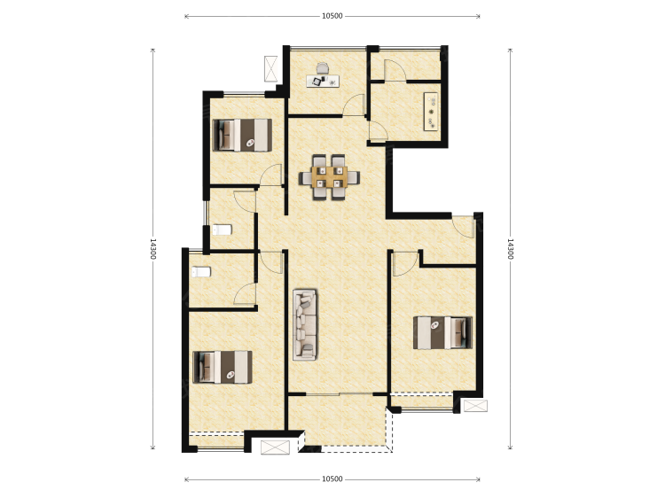 悦麓山3室2厅2卫户型图