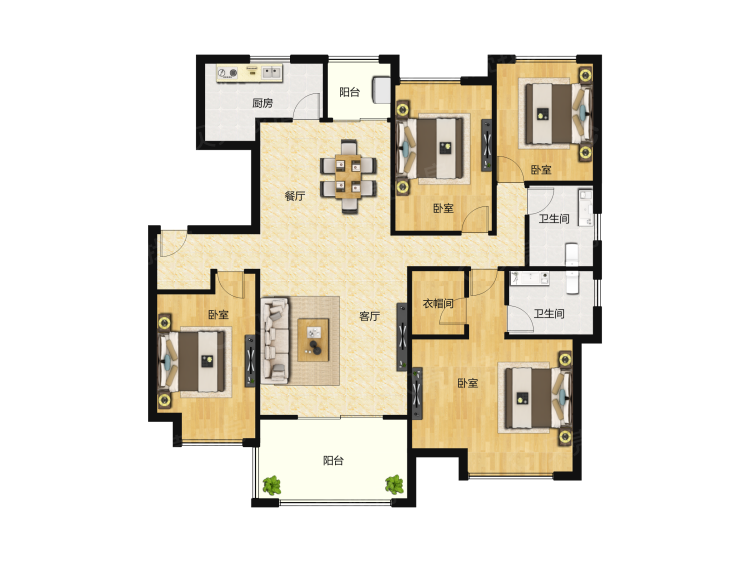 【悦麓山_重庆悦麓山楼盘】三居室户型图|3室2厅1厨2卫套内 122m05