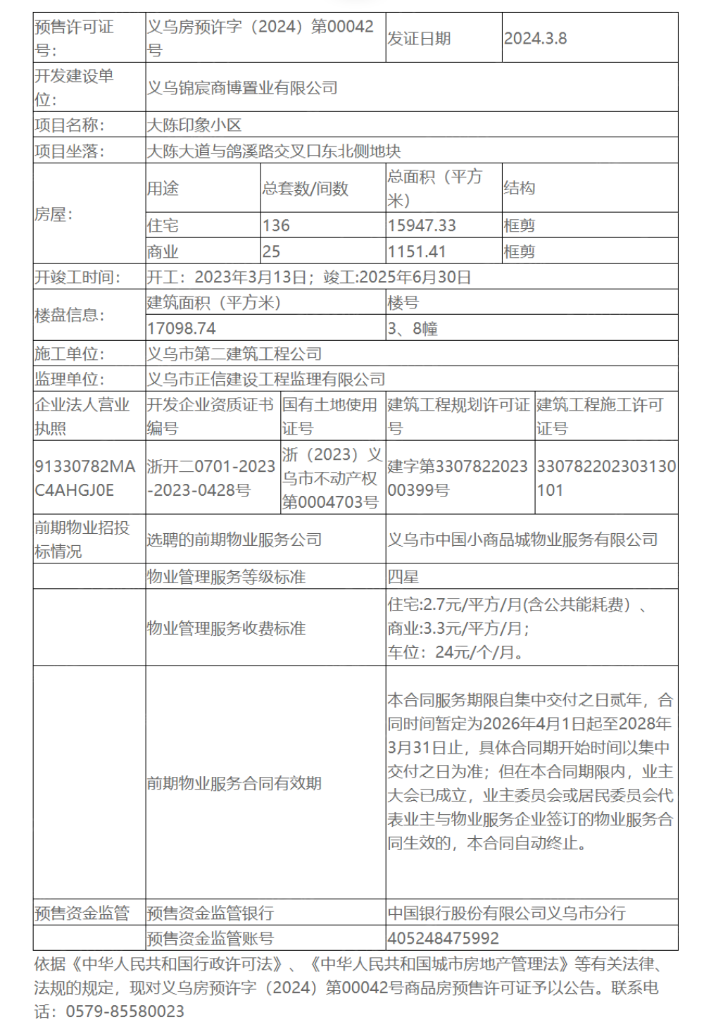 商城大陈印象预售许可证
