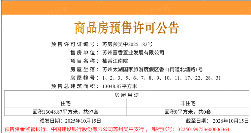 又见江南院预售许可证